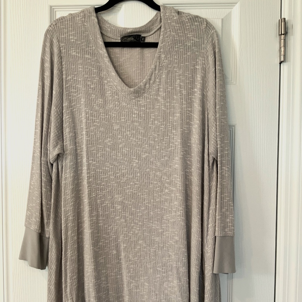 Sympli Women’s Sweater Tunic Tan/Beige Long Sleeves 2X